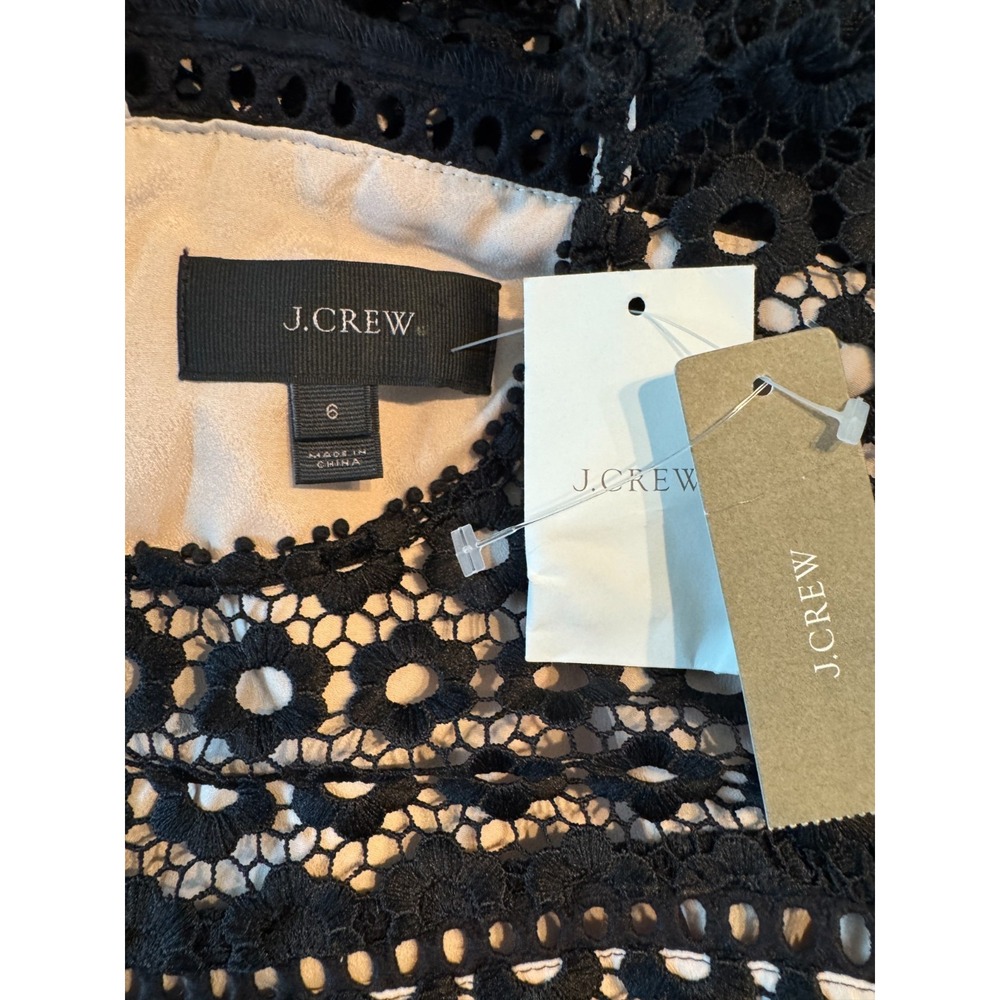 NWT J.Crew G7801 Bell Sleeve Daisylace Sheath Cocktail Dress Black Nude Size 6 - Picture 10 of 16